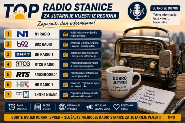 Top radio stanice za jutarnje vijesti iz regiona - ExYu Radio Stanice